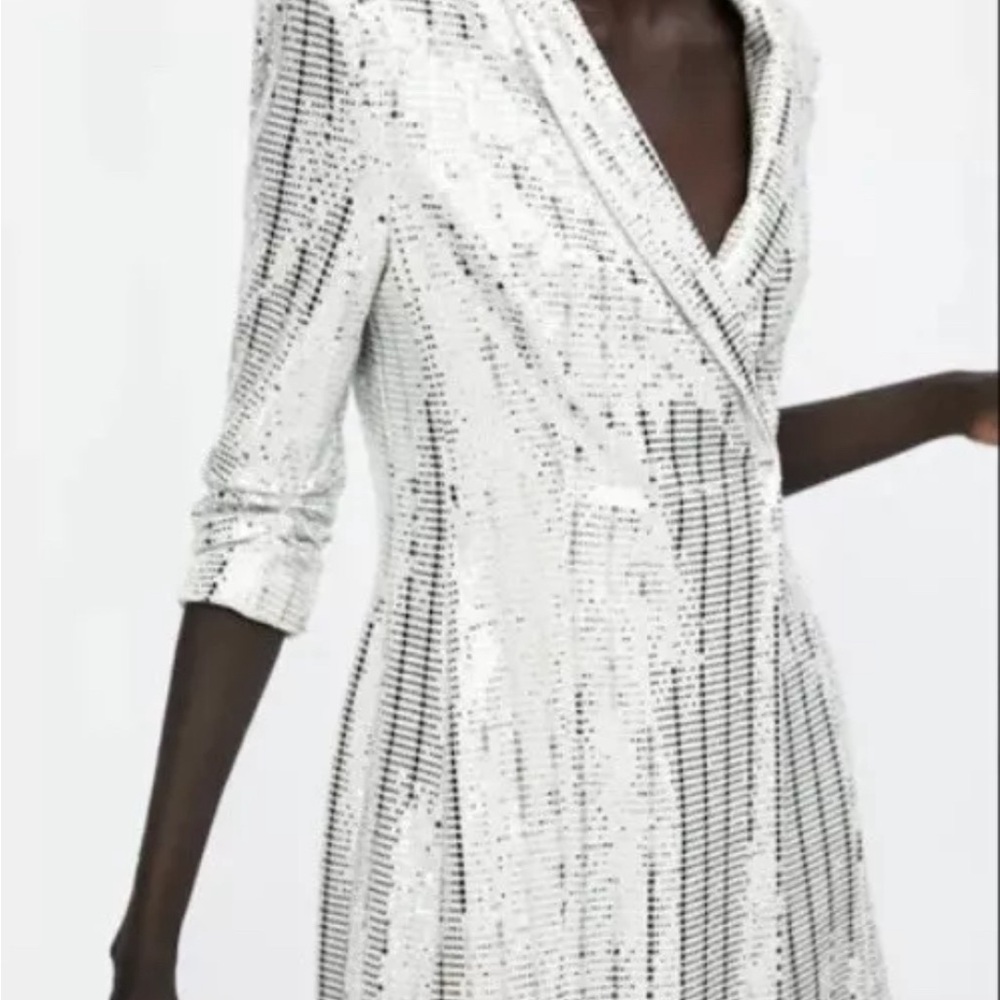Zara metallic shimmery dress silver